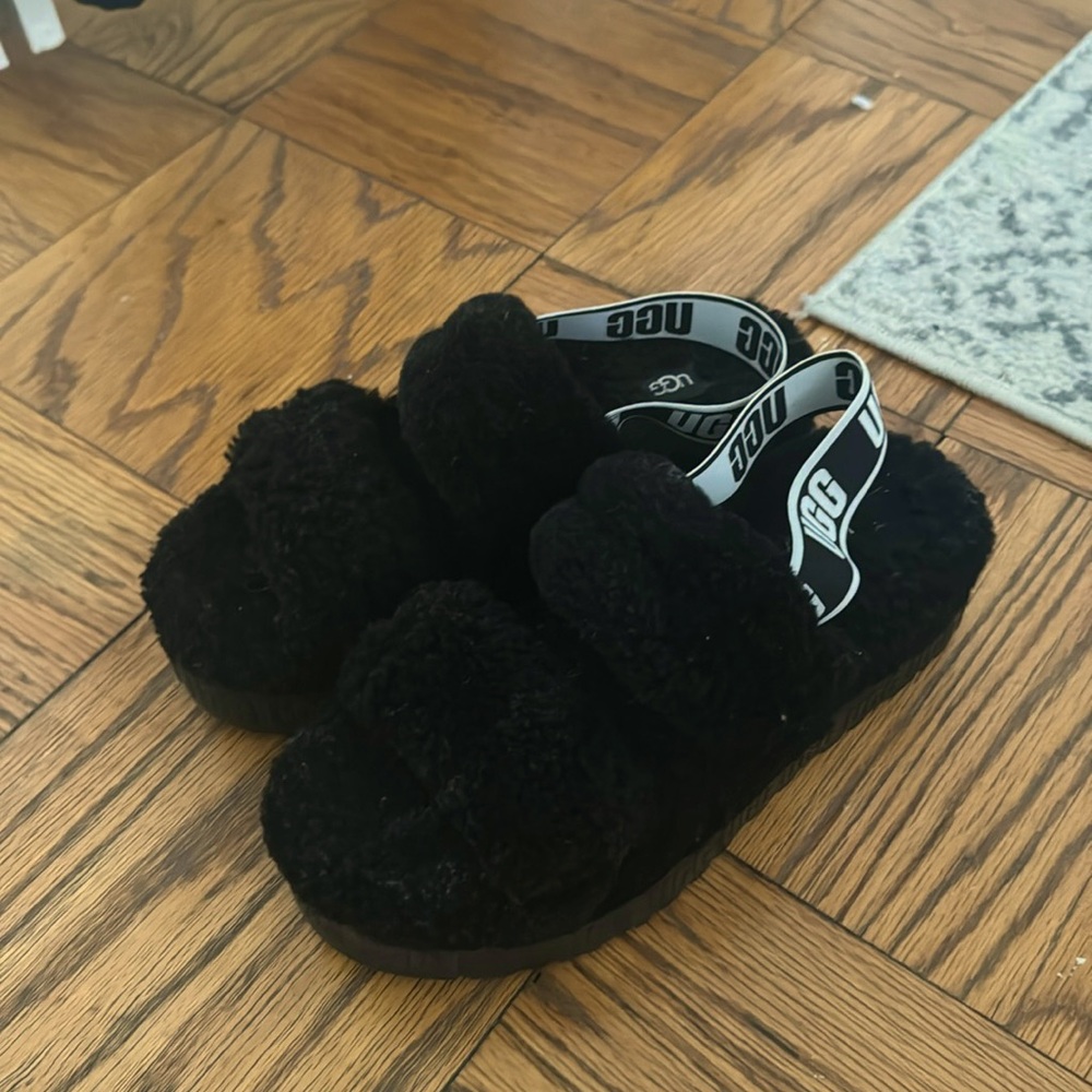UGG black platform slippers